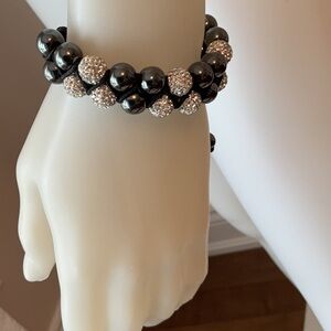 Double Row Rhinestone Beaded Bracelet